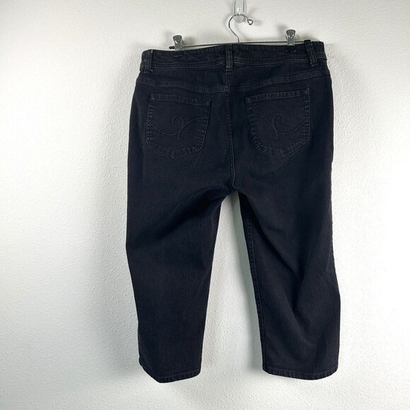 Additions by Chicos Jeans Womens Size L 2 Black Cropped Denim Stretch Casual - Picture 4 of 13